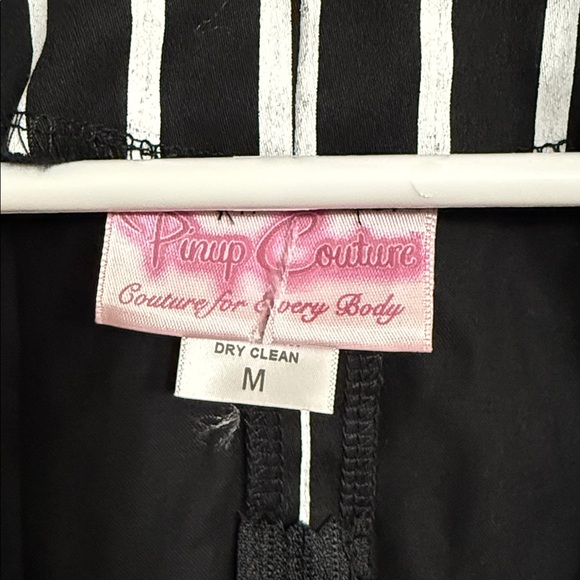 Doris Batwing Top black and white pinstripe pattern by Pinup Couture Halloween - Picture 5 of 7